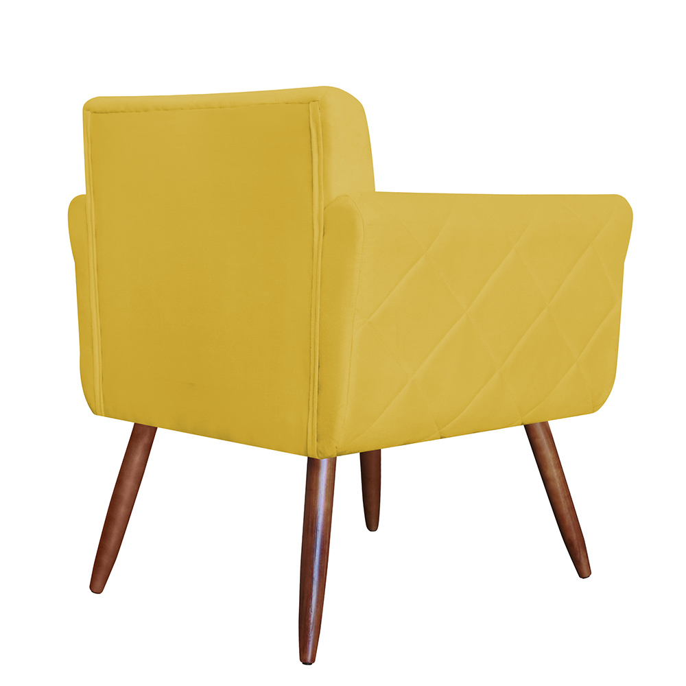 Kit 02 Poltronas Decorativas Isa em Tressê Suede Amarelo - DS Estofados