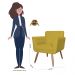 Kit 02 Poltronas Decorativas Isa em Tressê Suede Amarelo - DS Estofados
