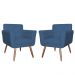 Kit 02 Poltronas Decorativas Isa em Tressê Suede Azul Marinho - DS Estofados