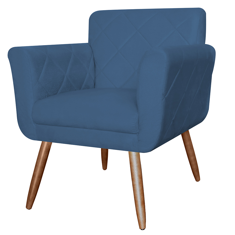 Kit 02 Poltronas Decorativas Isa em Tressê Suede Azul Marinho - DS Estofados