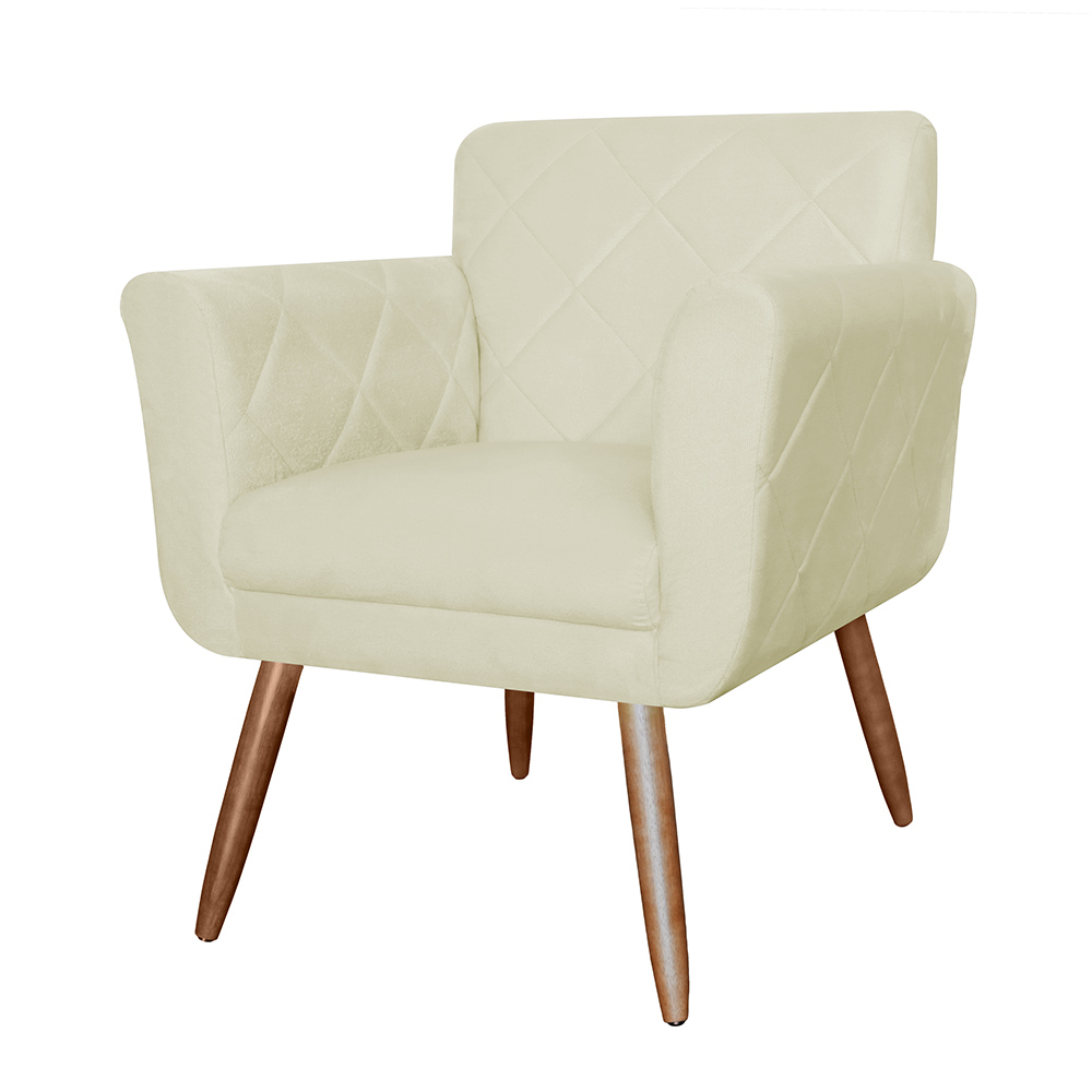 Kit 02 Poltronas Decorativas Isa em Tressê Suede Bege - DS Estofados