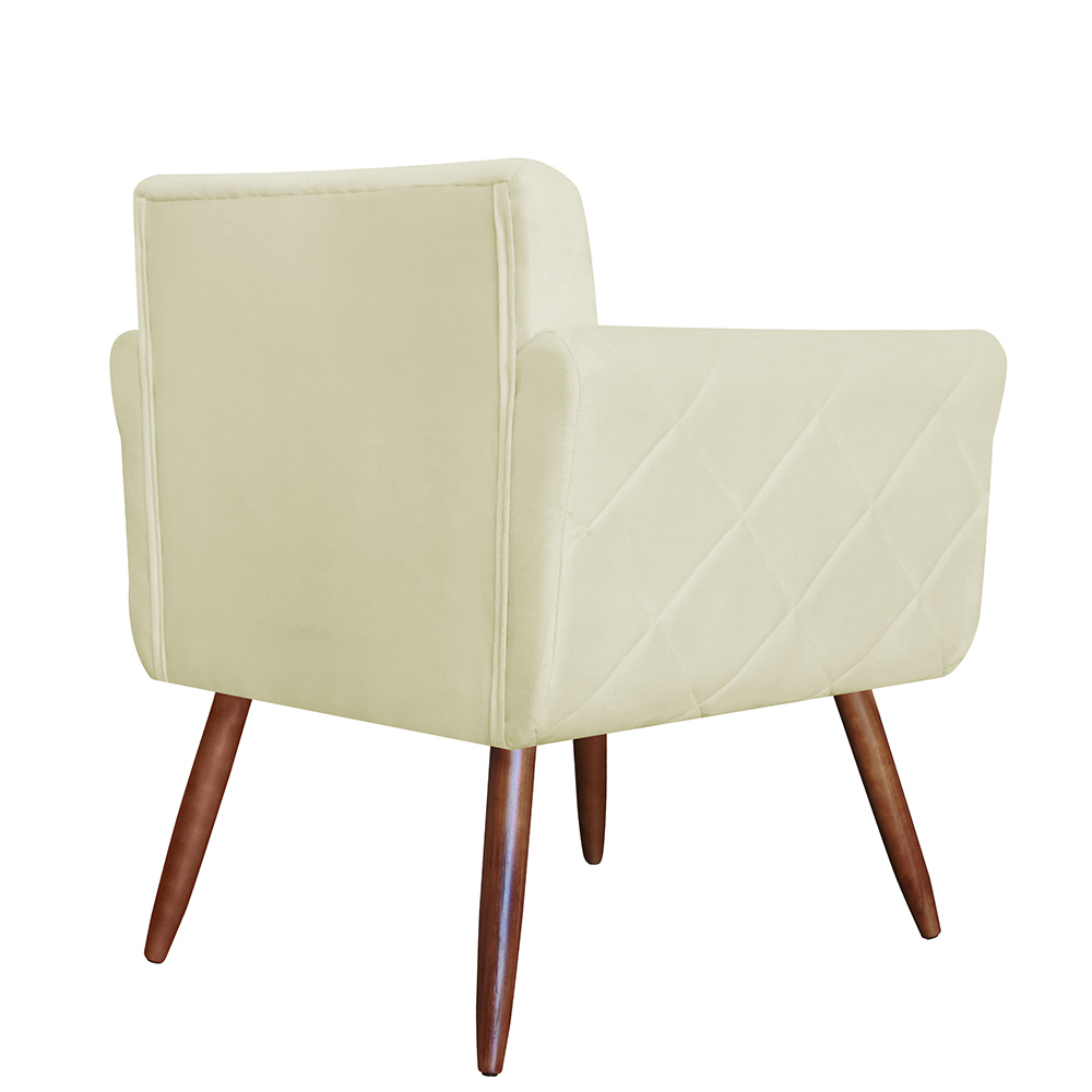 Kit 02 Poltronas Decorativas Isa em Tressê Suede Bege - DS Estofados