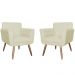 Kit 02 Poltronas Decorativas Isa em Tressê Suede Bege - DS Estofados