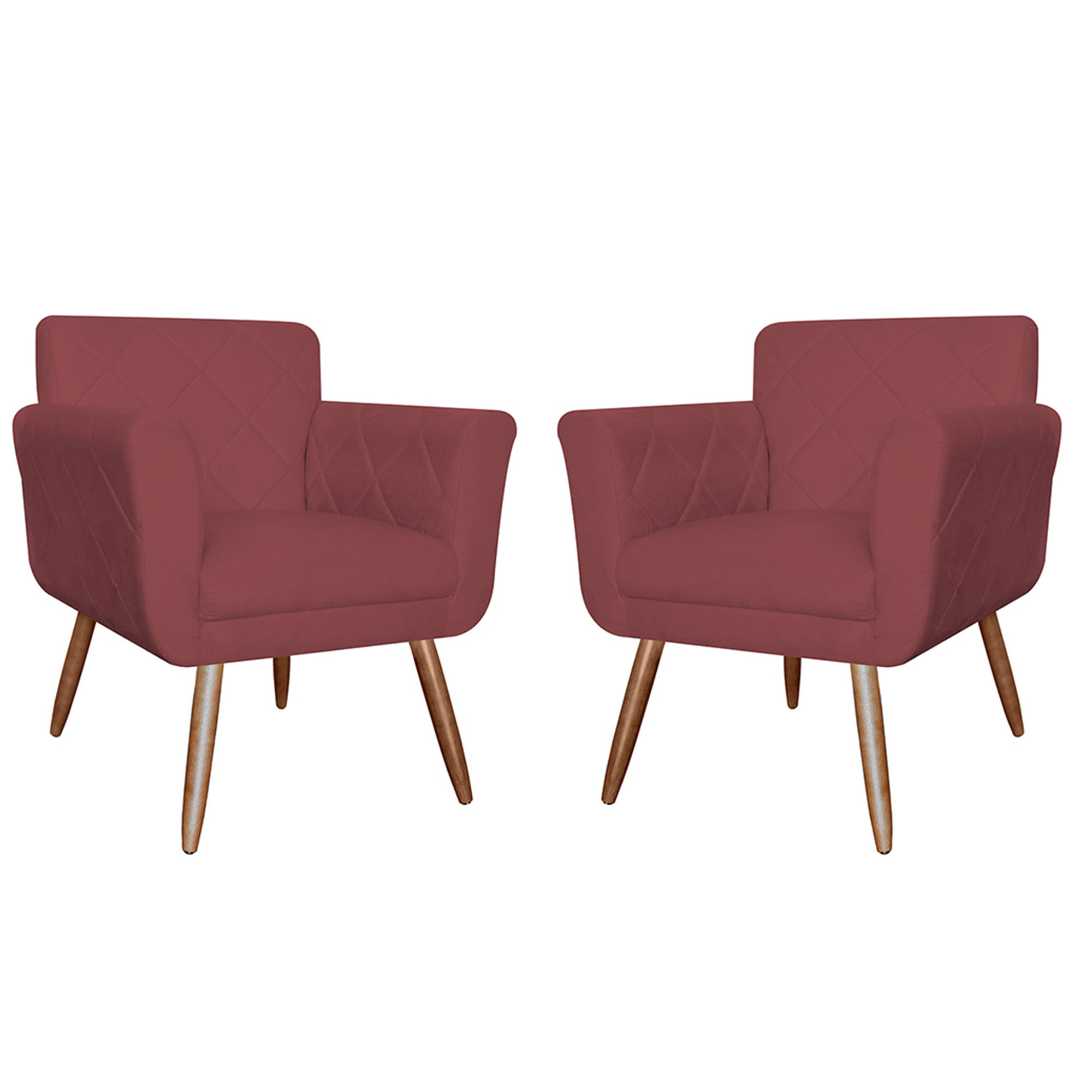 Kit 02 Poltronas Decorativas Isa em Tressê Suede Bordô - DS Estofados