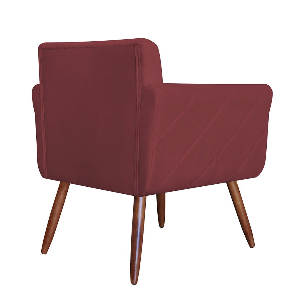 Kit 02 Poltronas Decorativas Isa em Tressê Suede Bordô - DS Estofados