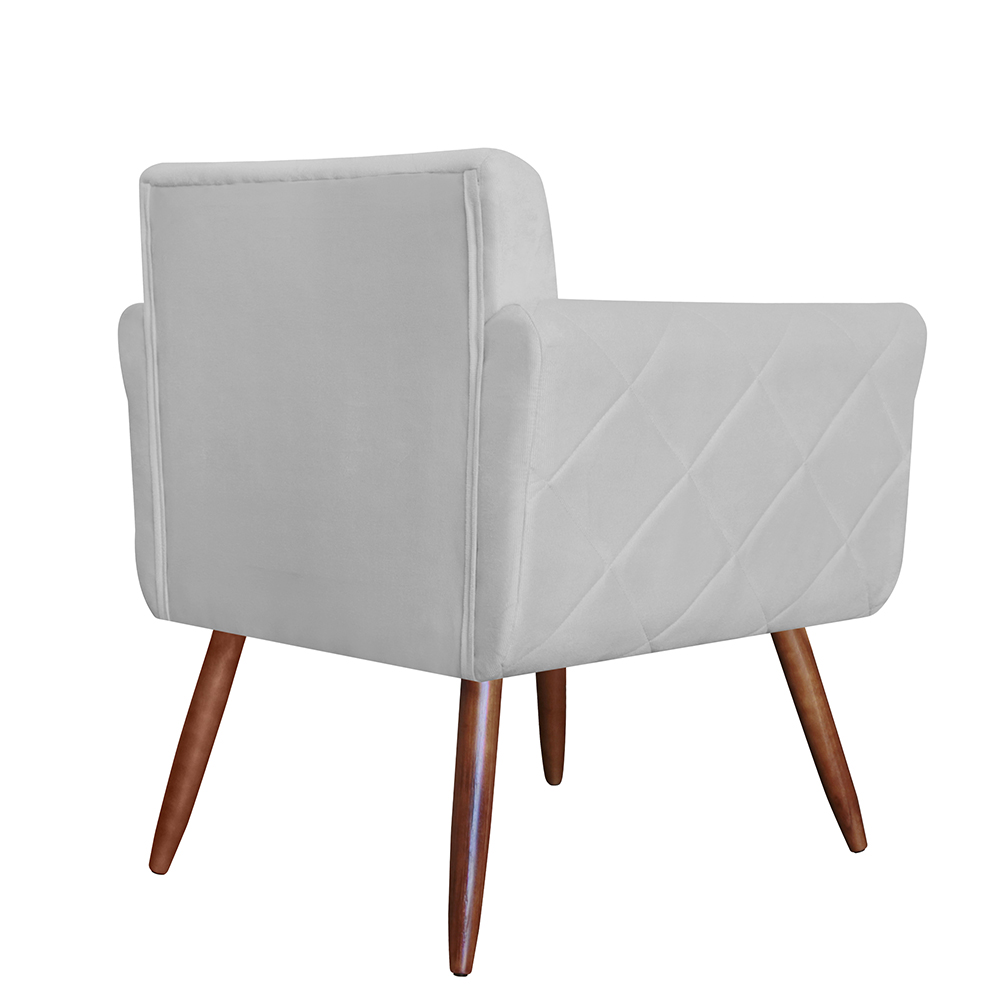 Kit 02 Poltronas Decorativas Isa em Tressê Suede Branco - DS Estofados