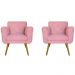 Kit 02 Poltronas Decorativas Isa em Tressê Suede Rosa - DS Estofados