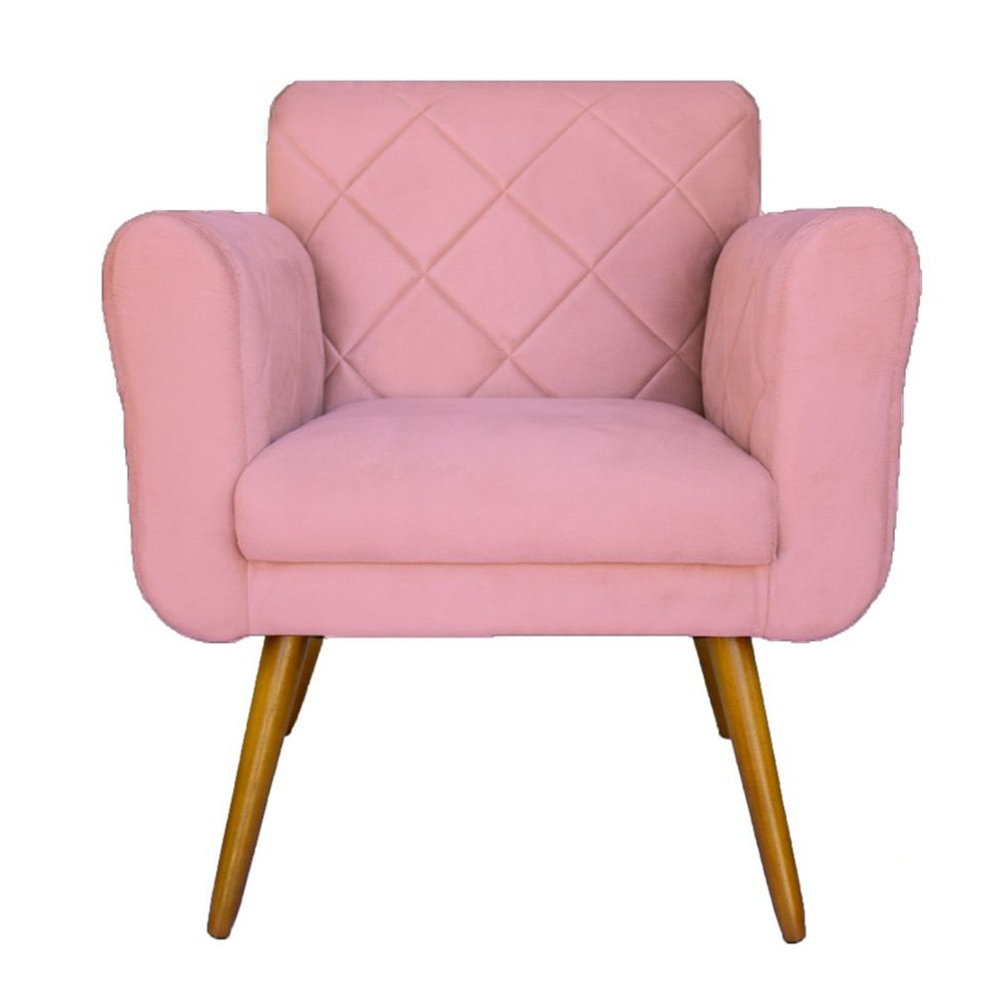Kit 02 Poltronas Decorativas Isa em Tressê Suede Rosa - DS Estofados