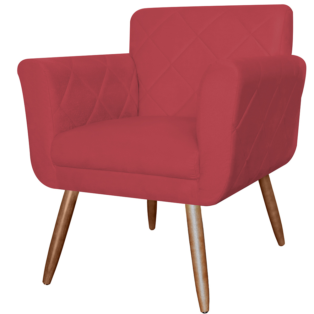 Kit 02 Poltronas Decorativas Isa em Tressê Suede Vermelho - DS Estofados