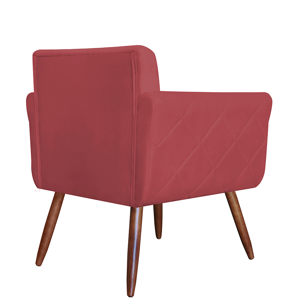 Kit 02 Poltronas Decorativas Isa em Tressê Suede Vermelho - DS Estofados