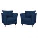 Kit 02 Poltronas Decorativas Isis Pés de Madeira Suede Azul Marinho - DS Estofados