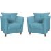 Kit 02 Poltronas Decorativas Isis Pés de Madeira Suede Azul Turquesa - DS Estofados