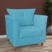 Kit 02 Poltronas Decorativas Isis Pés de Madeira Suede Azul Turquesa - DS Estofados