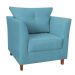 Kit 02 Poltronas Decorativas Isis Pés de Madeira Suede Azul Turquesa - DS Estofados