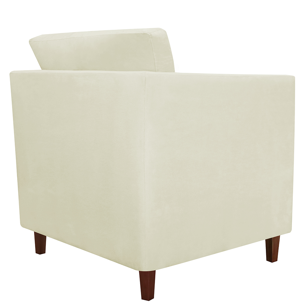 Kit 02 Poltronas Decorativas Isis Pés de Madeira Suede Bege - DS Estofados