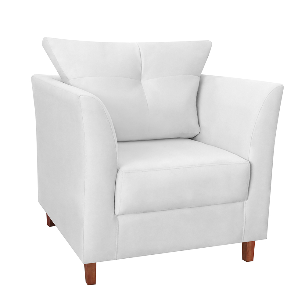 Kit 02 Poltronas Decorativas Isis Pés de Madeira Suede Branco - DS Estofados