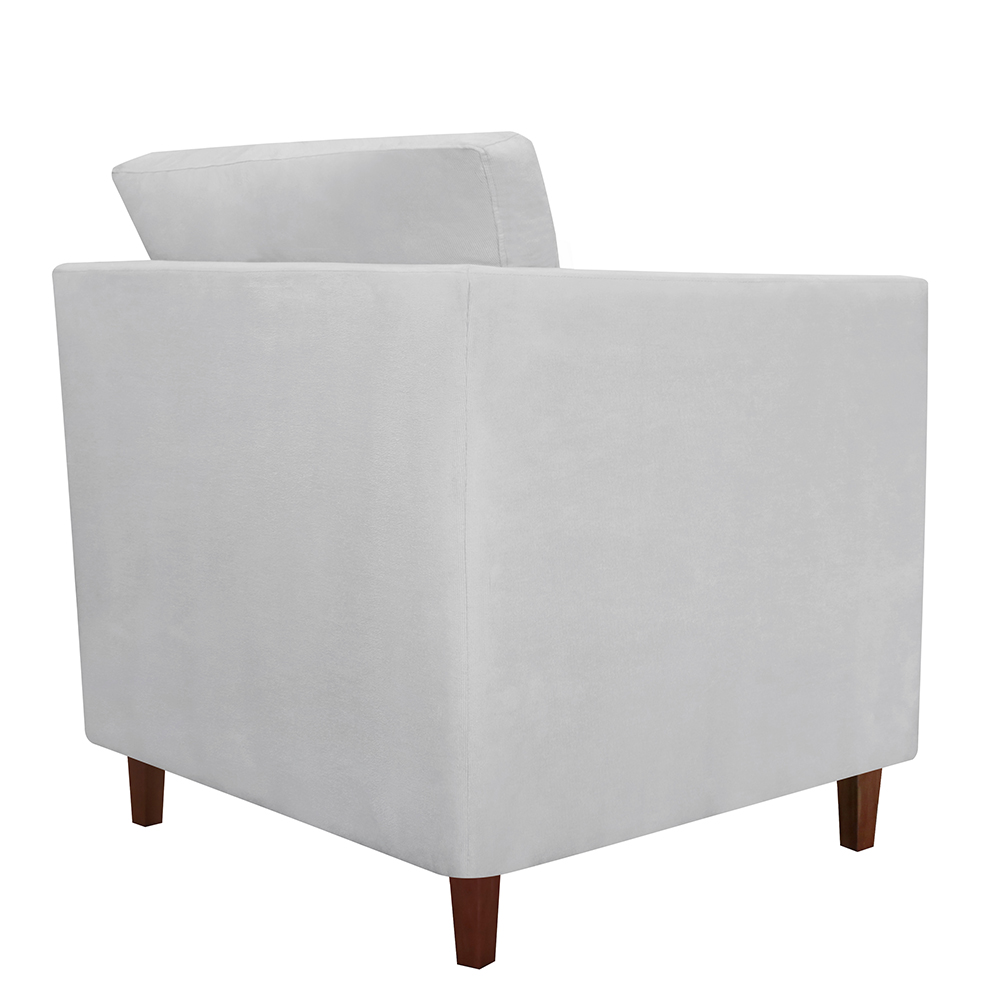 Kit 02 Poltronas Decorativas Isis Pés de Madeira Suede Branco - DS Estofados
