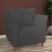 Kit 02 Poltronas Decorativas Isis Pés de Madeira Suede Cinza - DS Estofados