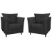Kit 02 Poltronas Decorativas Isis Pés de Madeira Suede Preto - DS Estofados