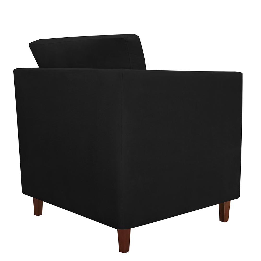Kit 02 Poltronas Decorativas Isis Pés de Madeira Suede Preto - DS Estofados