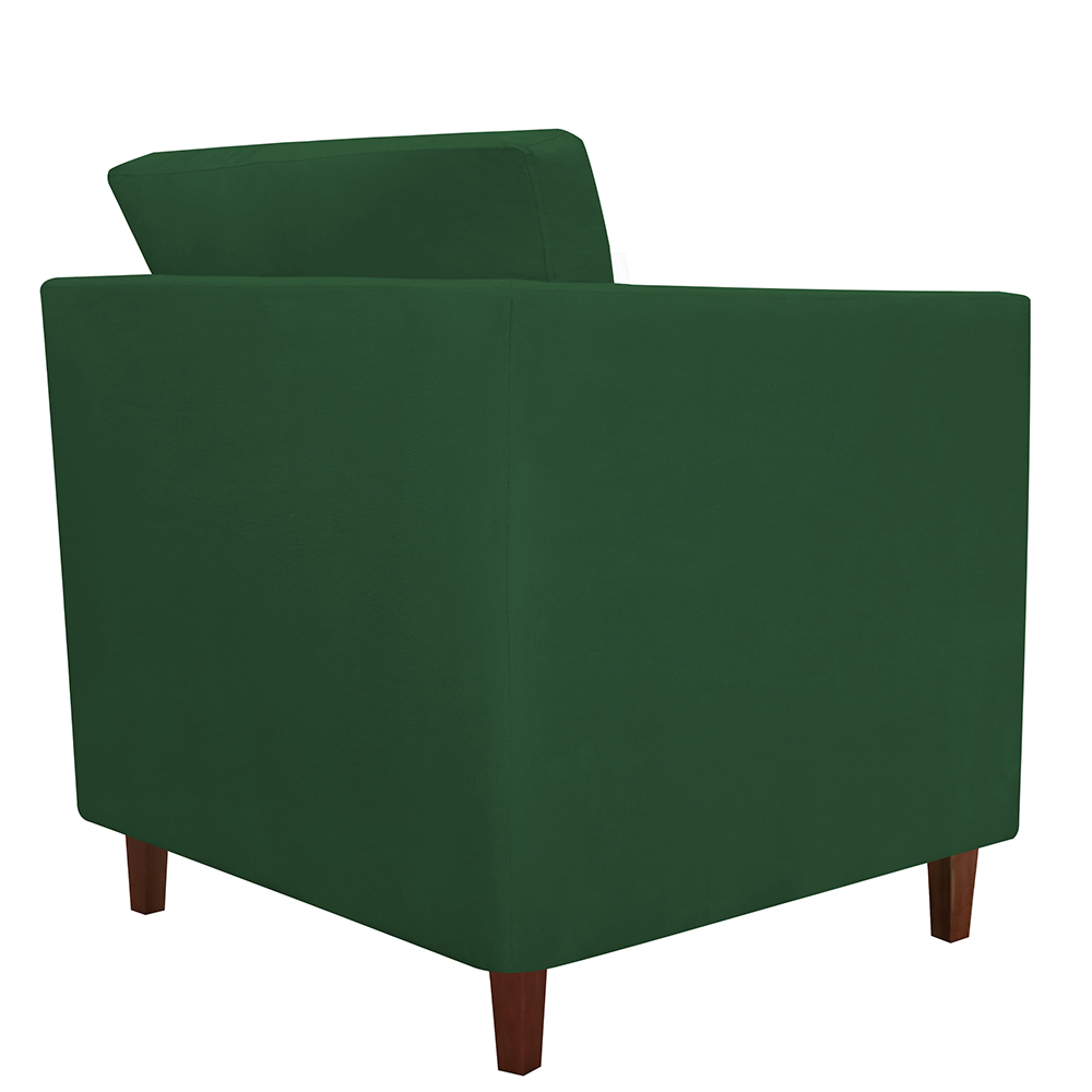 Kit 02 Poltronas Decorativas Isis Pés de Madeira Suede Verde - DS Estofados