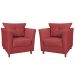 Kit 02 Poltronas Decorativas Isis Pés de Madeira Suede Vermelho - DS Estofados