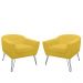 Kit 02 Poltronas Decorativas Jolly Pés Aramado Suede Amarelo - DS Estofados