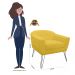 Kit 02 Poltronas Decorativas Jolly Pés Aramado Suede Amarelo - DS Estofados