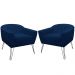 Kit 02 Poltronas Decorativas Jolly Pés Aramado Suede Azul Marinho - DS Estofados
