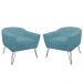 Kit 02 Poltronas Decorativas Jolly Pés Aramado Suede Azul Turquesa - DS Estofados