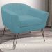 Kit 02 Poltronas Decorativas Jolly Pés Aramado Suede Azul Turquesa - DS Estofados