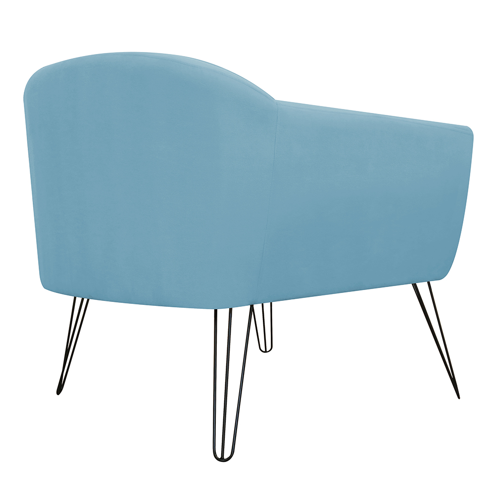 Kit 02 Poltronas Decorativas Jolly Pés Aramado Suede Azul Turquesa - DS Estofados