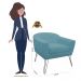 Kit 02 Poltronas Decorativas Jolly Pés Aramado Suede Azul Turquesa - DS Estofados