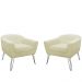 Kit 02 Poltronas Decorativas Jolly Pés Aramado Suede Bege - DS Estofados