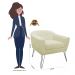 Kit 02 Poltronas Decorativas Jolly Pés Aramado Suede Bege - DS Estofados