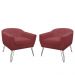 Kit 02 Poltronas Decorativas Jolly Pés Aramado Suede Bordô - DS Estofados