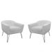 Kit 02 Poltronas Decorativas Jolly Pés Aramado Suede Branco - DS Estofados