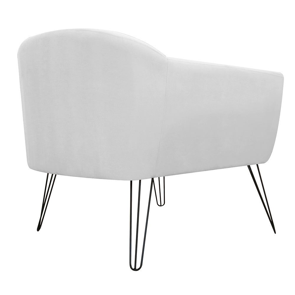 Kit 02 Poltronas Decorativas Jolly Pés Aramado Suede Branco - DS Estofados