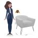 Kit 02 Poltronas Decorativas Jolly Pés Aramado Suede Branco - DS Estofados