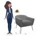 Kit 02 Poltronas Decorativas Jolly Pés Aramado Suede Cinza - DS Estofados