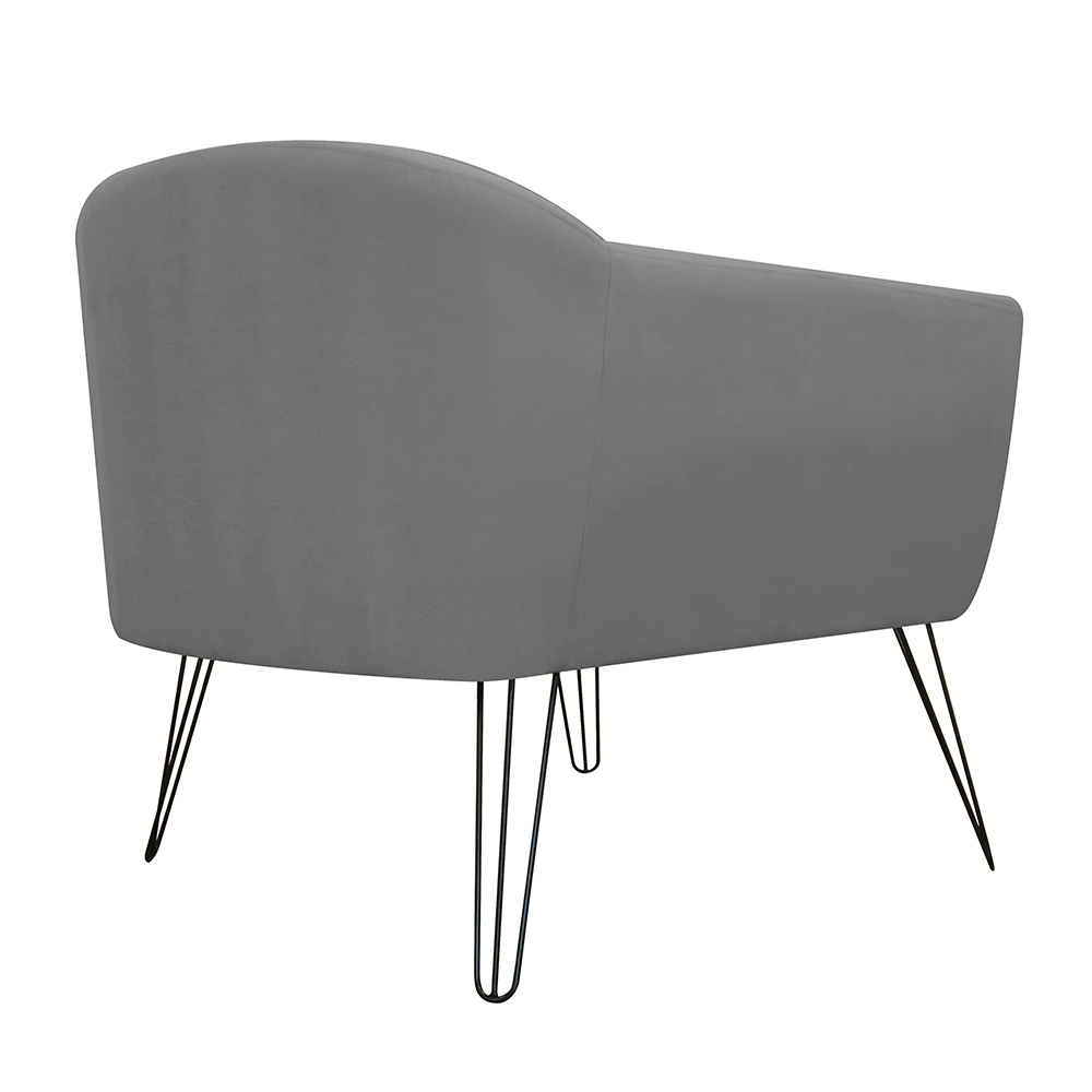 Kit 02 Poltronas Decorativas Jolly Pés Aramado Suede Cinza - DS Estofados
