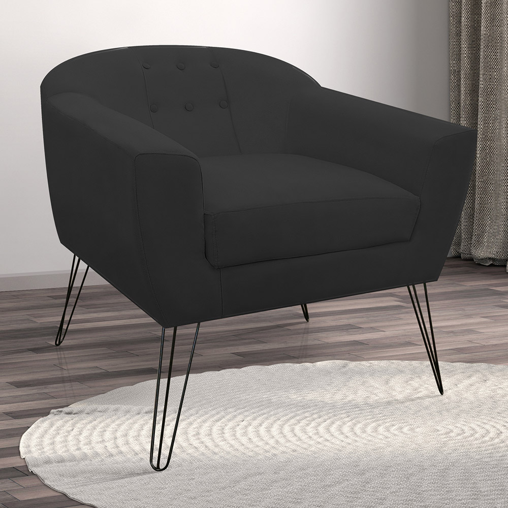 Kit 02 Poltronas Decorativas Jolly Pés Aramado Suede Preto - DS Estofados