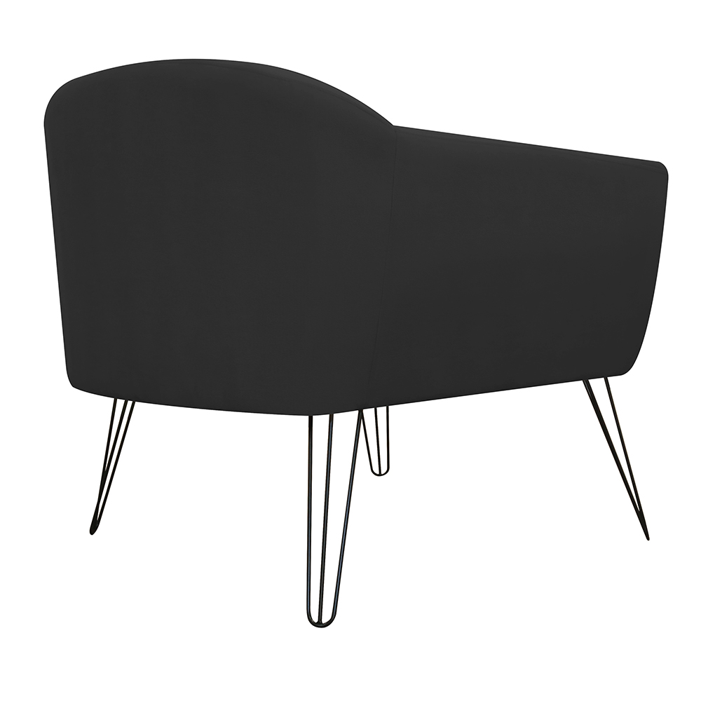 Kit 02 Poltronas Decorativas Jolly Pés Aramado Suede Preto - DS Estofados