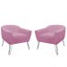 Kit 02 Poltronas Decorativas Jolly Pés Aramado Suede Rosa - DS Estofados