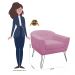 Kit 02 Poltronas Decorativas Jolly Pés Aramado Suede Rosa - DS Estofados