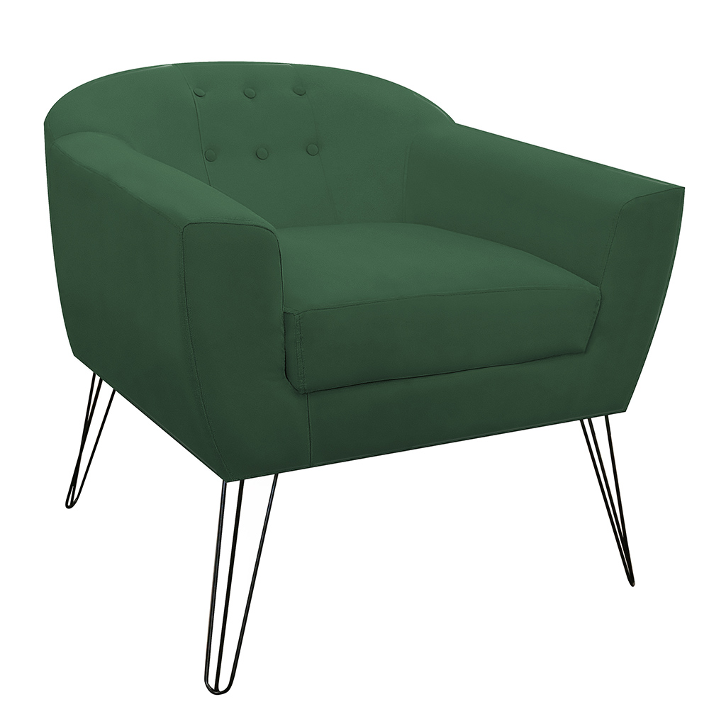 Kit 02 Poltronas Decorativas Jolly Pés Aramado Suede Verde - DS Estofados