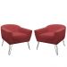 Kit 02 Poltronas Decorativas Jolly Pés Aramado Suede Vermelho - DS Estofados