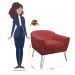 Kit 02 Poltronas Decorativas Jolly Pés Aramado Suede Vermelho - DS Estofados