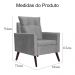 Kit 02 Poltronas Decorativas Ligia Linho Cinza - DS Estofados