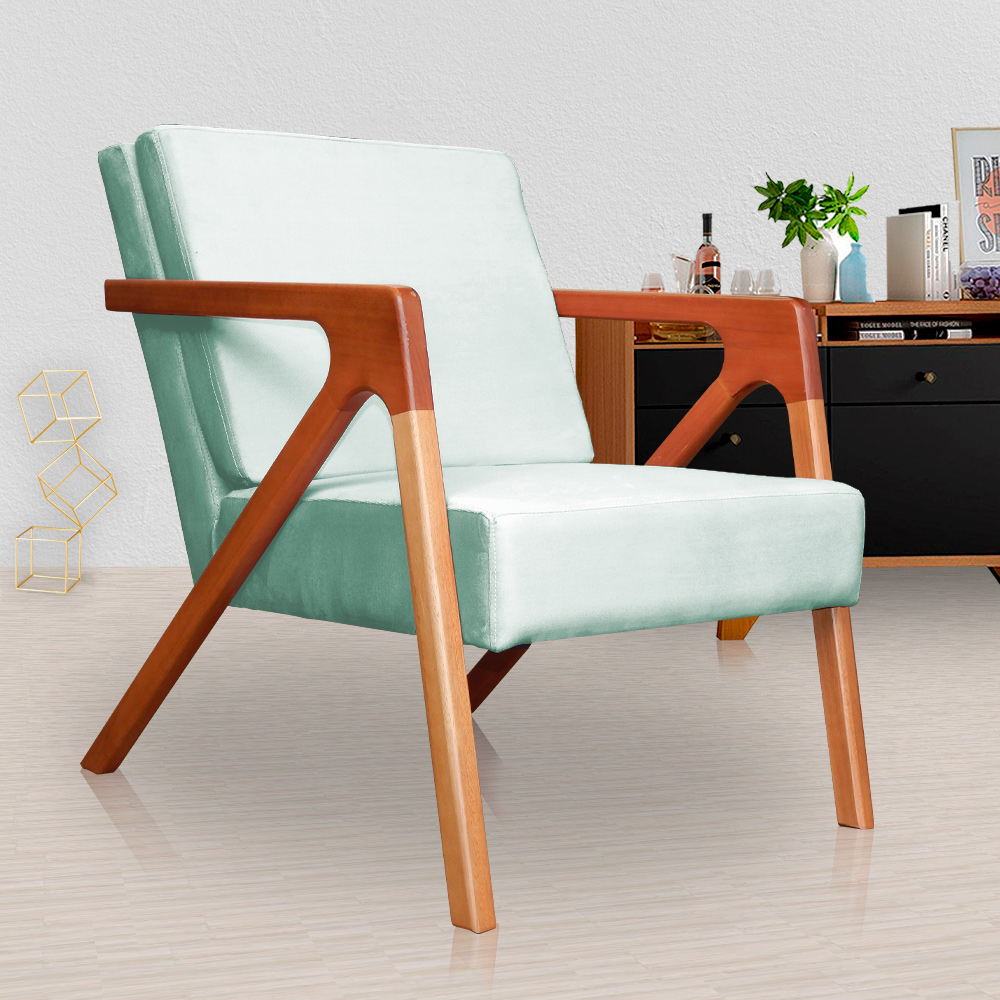 Kit 02 Poltronas Decorativas Monalisa para Sala de Estar Veludo Acqua